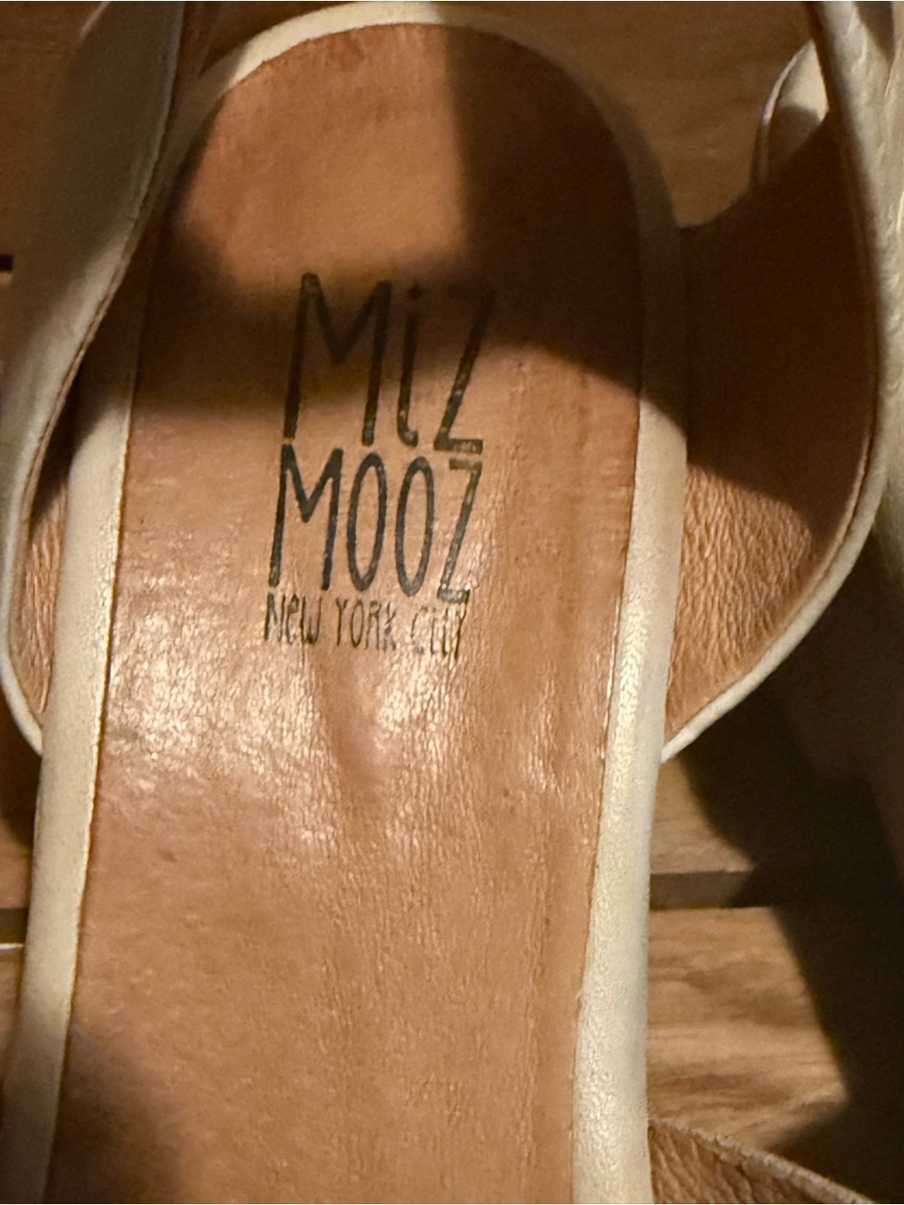 Miz Mooz Gia Cream Leather Ankle-Strap Block Heel Sandals - Picture 7 of 9